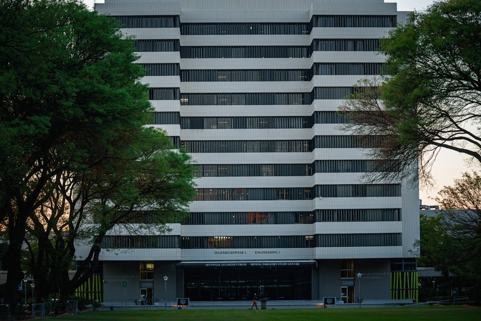 Facade of the University of Pretoria Engineering 1 Building, Pretoria, South Africa